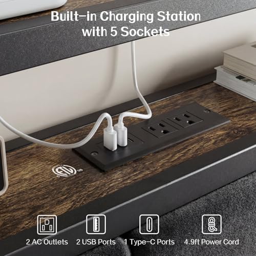OLEVS Twin Bed Frame with LED Light Storage Headboard and Charging Station Type C, Metal Platform Bed Twin Size,No Box Spring Needed, Noise Free, Easy Assembly - Image 4