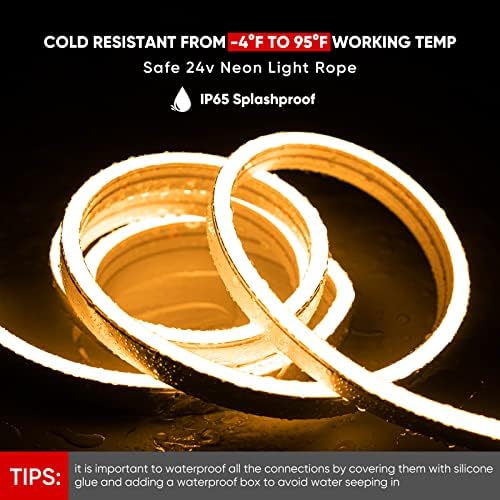 Shine Decor 24V Smart Neon Rope Lights, RGBW Silicone Neon Light Remote APP WiFi Control Music Sync, RGB+Warm White Changing Dimmable LED Neon Strip 16.4FT Flexible Waterproof for Indoor Outdoor - Image 4