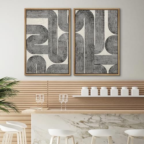SIGNWIN Framed Wall Art Print Set Black and White Geometric Line Abstract Photography Modern Art Rustic Relax/Calm Multicolor for Living Room, Bedroom, Office - 24"" x36 x2 NATURAL - Image 4