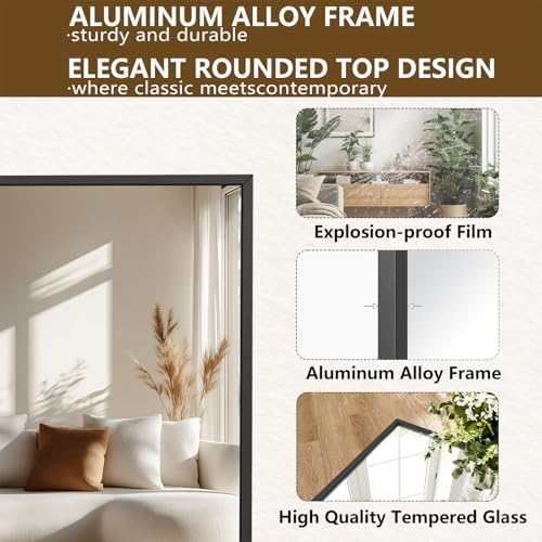 Koonmi 86"x40" Floor Mirror Full Length, Large Black Mirror - Image 4