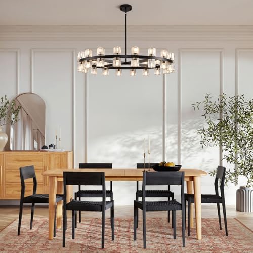 36" K9 Crystal Chandeliers, Round Black Chandeliers for Dining Room, Living Room, Dining Room Chandelier Over Table, Chandelier for Bedroom Foyer Bathroom Includes Bulbs - Image 4