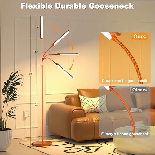 Yikuneng Dimmable LED Floor Lamp, Super Bright Reading Lamps Floor Standing lamp with Remote & Touch Control, Orange - Image 4