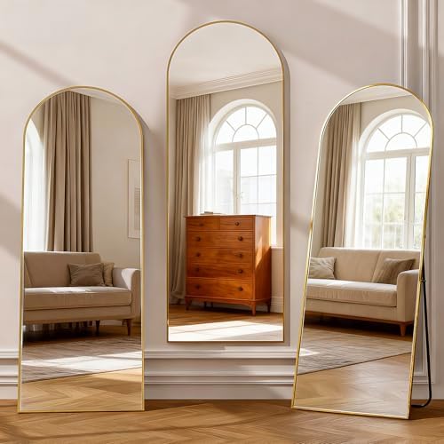 Simple Deluxe Arched Full Length Mirror, 67"x24" Large Floor Mirrors, for Wall Door Bedroom Bathroom Living Room (Gold) - Image 6