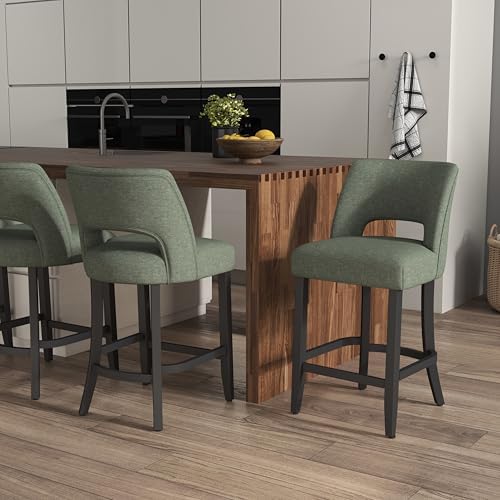 VKNOW Bar Stools Set of 6, 26" Upholstered Counter Height Bar Stools - Image 4