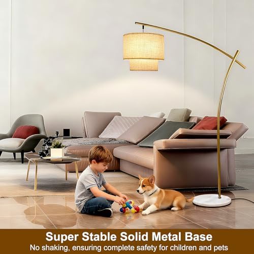 Dimmable Arc Floor Lamp with Marble Base, Standing Lamp for Bedroom - Image 7