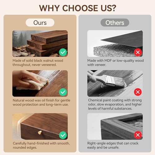 Black Walnut Wooden Jewelry Box, 2 Layer Large Necklace Organizer for Women - Image 5