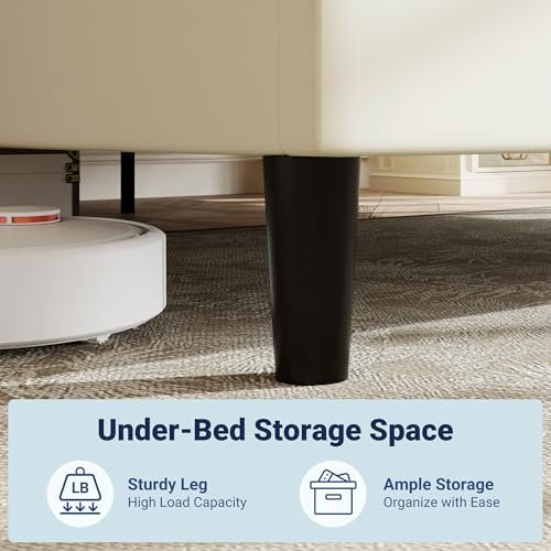 Allewie Full Size Platform Bed Frame with Velvet Upholstered Headboard - Image 5
