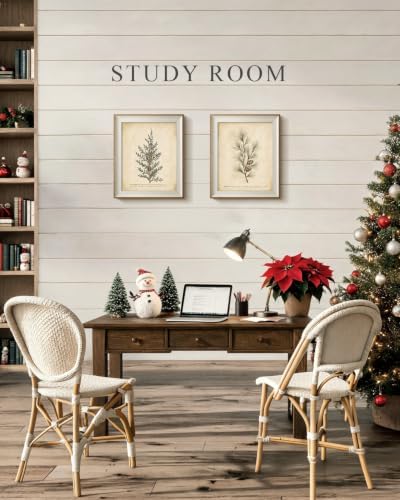 VIYYIEA Framed Vintage Christmas Pine Botanical Wall Art Set, 10x12 Inch - Image 4