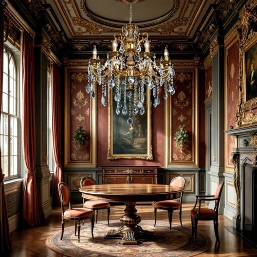 Crystal Chandelier Antique Gold Chandelier Candle Style for Dining Room 27" - Image 6