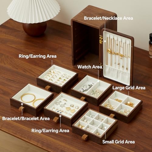 Black Walnut Solid Wood Cabinet Jewelry Box, Large - Image 3