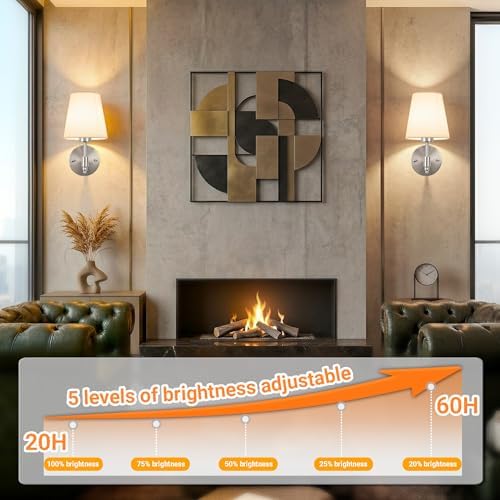Nekhung Battery Operated Wall Sconce, Peel and Stick Sconces Set of 2 - Image 6