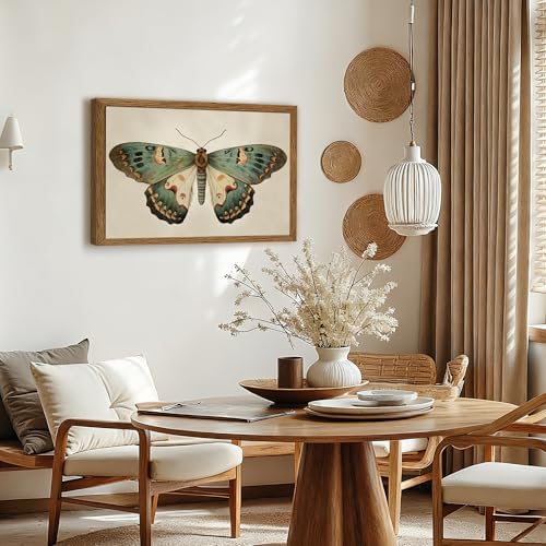 AVECCO Vintage Green Butterfly Decor Framed Wall Art Canvas 16x24 inch - Image 2