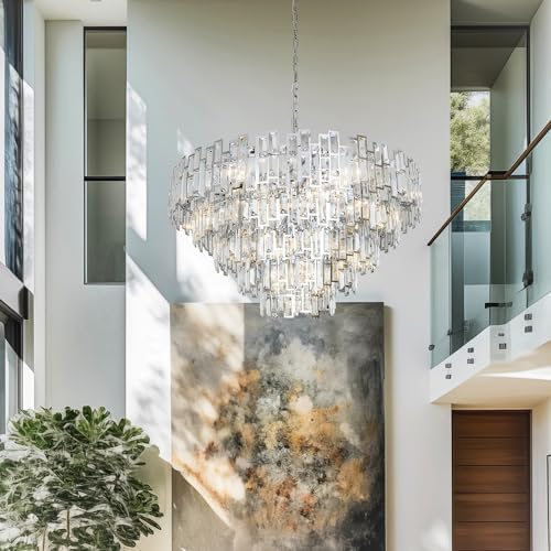 Entryway Chandeliers for High Ceilings Chrome Crystal Chandelier - Image 4