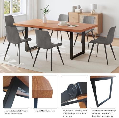 HIPIHOM 63" Wooden Dinner Table Det for 4, Modern Kitchen Table Set of 6, Thickened MDF Living Room Table for Dining Room, Kitchen, Office - Image 5
