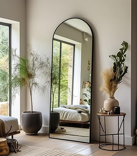 Dewfig Mirror Full Length, 64"X21" Arched Floor Mirror, Black by YourSpacePerfectlyReflected