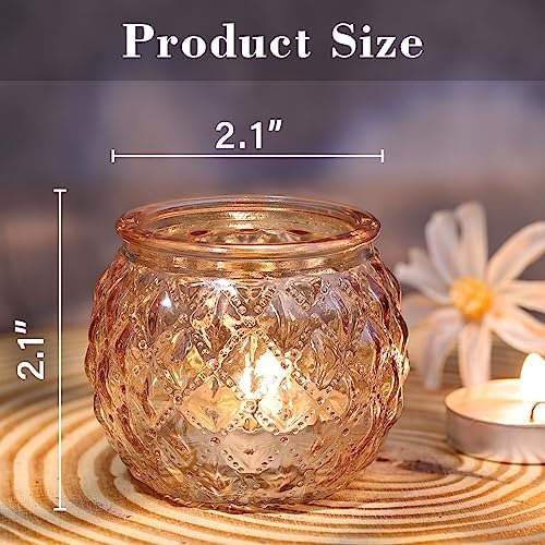 DARJEN 24 Pcs Gold Votive Candle Holders Round Glass Candle Holders Bulk - Image 2