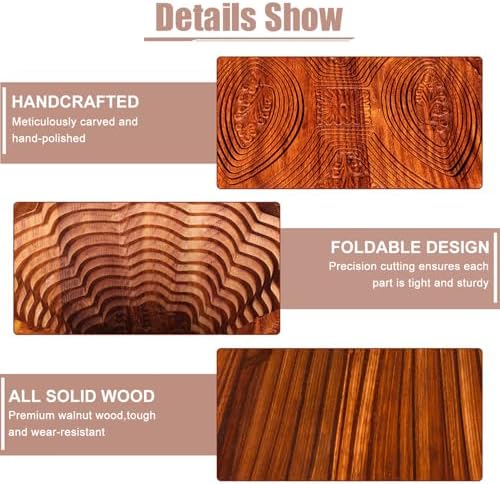 Handmade 14" Foldable Wooden Basket, Collapsible Fruit Basket - Image 4