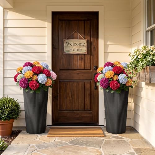 24" Tall Planters for Outdoor Plants with Insert, Set of 2 Black - Image 3