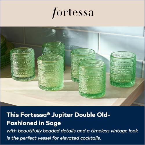 FORTESSA Jupiter Beaded Hobnail Glass Vintage Themed Drinkware Set, 10 Ounce Double Old Fashioned Glass (Set of 6), Dishwasher-Safe, Sage Green - Image 5