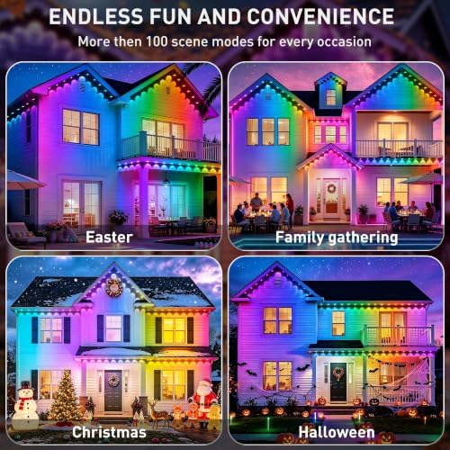 LITSOUL 400FT Permanent Outdoor Lights for House RGB+IC, Chasing Effect Smart RGB+IC Eave LED Lighting with 16 Million Colors, Waterproof Outdoor Strip Lights for Christmas Halloween Holiday Daily - Image 5