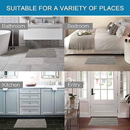 Non Slip Thick Shaggy Chenille Bathroom Rug Mat Set Extra Soft and Absorbent Striped Floor Rugs, 2 Piece, Machine-Washable - Image 6