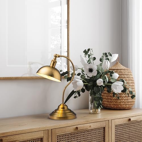 O'Bright Bankers - Cordless LED Table Lamp, Battery-Operated, Rechargeable, 3-Level Dimming, Universal USB-C Charging, 180° Swivel Head, Luxury Metal Shade, Antique Brass - Image 5