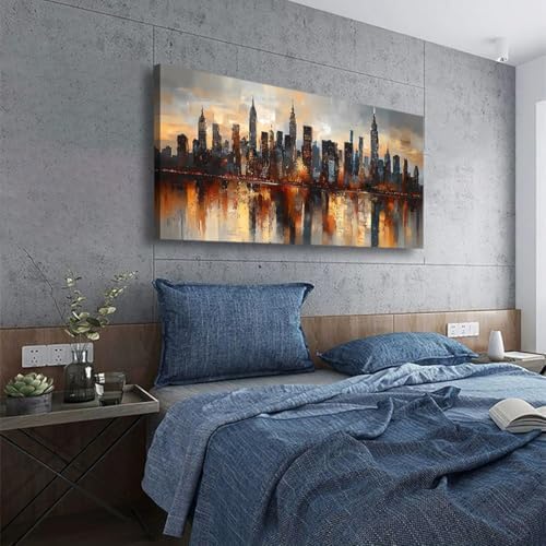 Abstraction Pictures Canvas Wall Art for Living room Office Bedroom Wall Decor,City night Scene Wall Art Print Paintings Modern Natural Landscape Artwork Waterproof Ready to Hang-20x40inch - Image 6