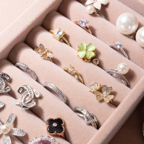 High End Glass Jewelry Box for Women, 5 Layer, Pink Floral - Image 6