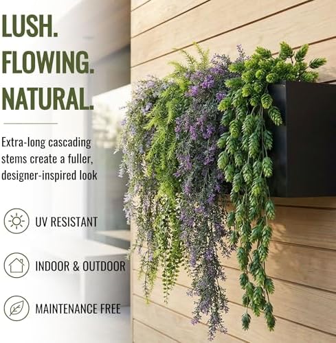DECKO Artificial Plants - Fake Plants & Flowers Indoor and Outdoor - UV Resistant Flora for Living Room, Balcony, Patio, Kitchen etc - Faux Greenery - Dahlia Collection (7 Plantable Stems) - Image 4