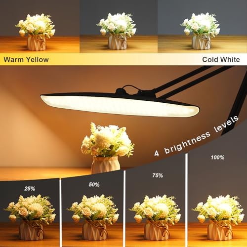 20-Inch LED Desk Lamp with Clamp, 20W 2200LM, Black CCT - Image 3