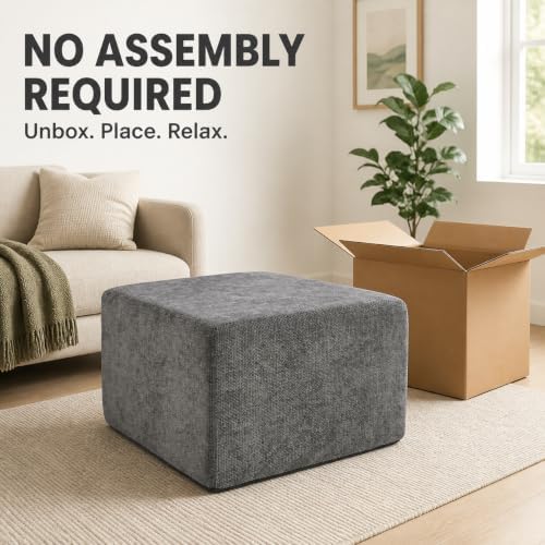 MONVANE 27.5" Square Ottoman, Modular Foot Rest, Grey - Image 6