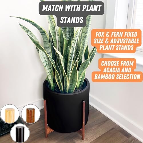 Fox & Fern Large Planter for Indoor or Outdoor, Black Matte, 14.6 Inch - Image 7