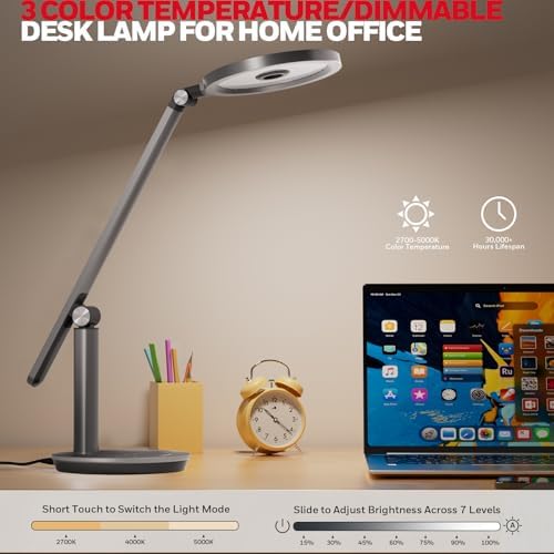 Honeywell H6 Desk Lamp for Home Office, Dimmable Reading Table Light, Gray - Image 3