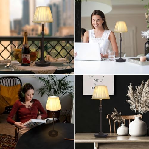 Cordless LED Touch Lamp with Dimmer Portable Small Table Lamp, 18" 2700K Rechargeable Battery Light for Bedside, Dining Room, Bedroom Lamp, Patio, Bar, Night Light, Bathroom (Sand Black) - Image 6