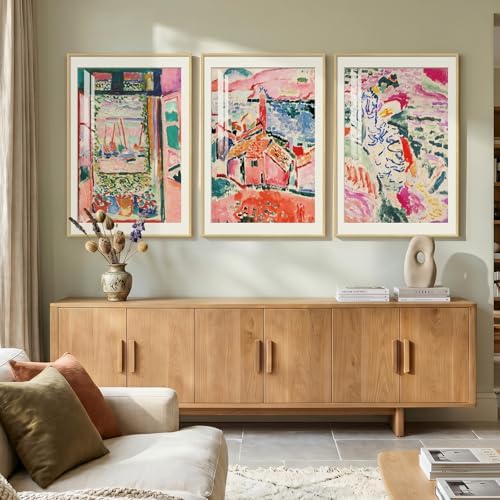 Large Framed Matisse Colorful Canvas Wall Art for Living Room, 3 Piece - Image 5