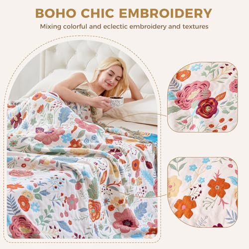 LUTBM Boho Throw Blanket for Couch 50"x60", Cotton Decorative Bed Throws - Image 3
