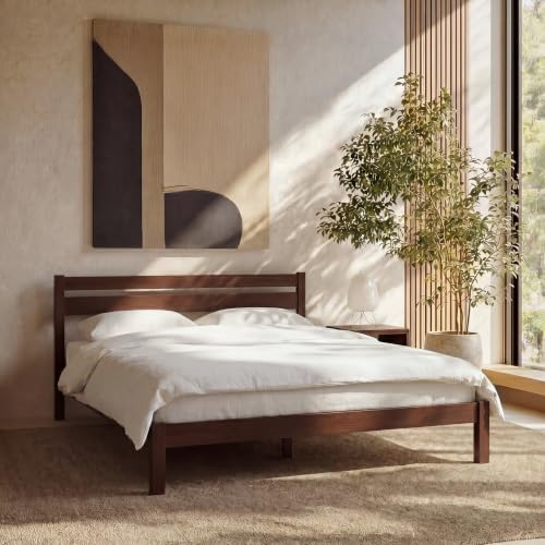 LIFEMENT Classic Wood Platform Bed Frame with Headboard, Essential, Noise Free, Under Bed Storage, No Box Spring Needed, Easy Assembly (Walnut, Full) by LIFEMENT