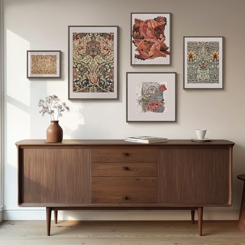 Large Framed William Morris Vintage Wall Art for Living Room, 5 Piece - Image 3