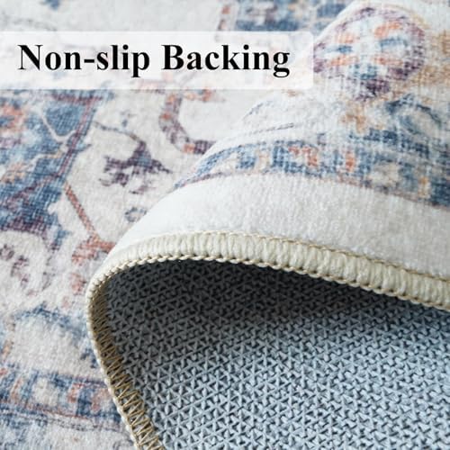 Washable 3x7 Hallway Runner Rug: Vintage 7ft Water-Resistant Soft Runner Rug for Entryway Kitchen Non-Slip Low Pile Carpet for Living Room Bedroom Thin Floor Mat for Bathroom Dining Room(3x7,Brick) - Image 3