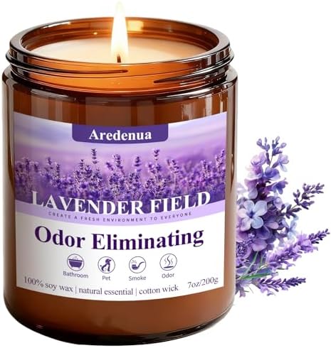 Lavender Odor Eliminating Candles, 7 oz Soy Scented Candle for Home by Aredenua-StartJourneyThroughScent