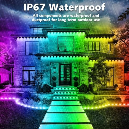 SINLEY 200FT Permanent Outdoor RGB Lights,Waterproof Smart LED Eaves Lights with App/Remote Control,for Christmas and All Holiday Decor,Daily and Accent Lighting,House Roof and Garden Lighting - Image 2