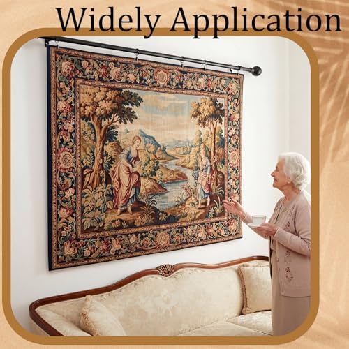 Marsui Quilt Hanger for Wall Display, Round Cap Tapestry Rod 32"-79", Black - Image 3