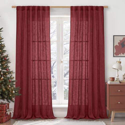 LAMIT 102 Inches Long Linen Curtains for Living Room Bedroom 2 Panels by LAMIT