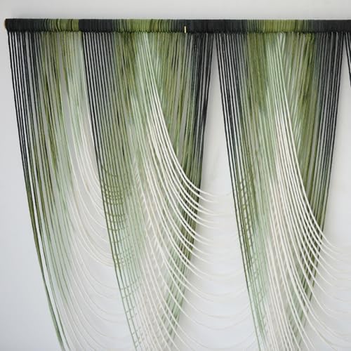 Macrame Wall Hanging Dip-Dyed Green Fiber Art Boho Wall Decor 57" W*41" L - Image 7