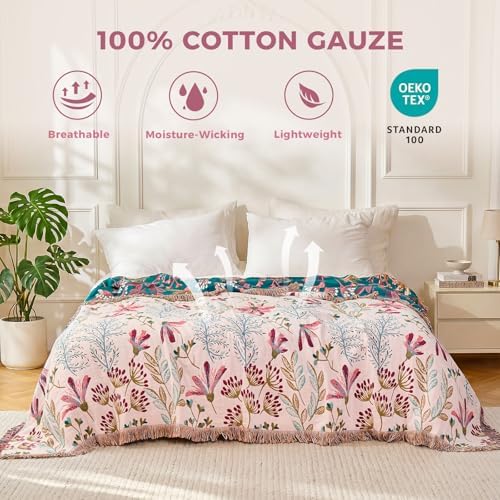 LUTBM Boho Throw Blanket for Couch 50"x60", Cotton Decorative Bed Throw - Image 2