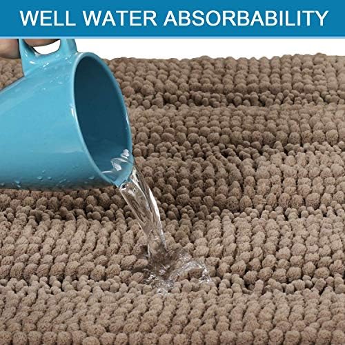 H.VERSAILTEX Bathroom Rugs Bath Rug Set 2 Piece Bathroom Contour Rug Toilet Mat Sets Non Slip Contour Bath Rug Ultra Thick Water Absorbent Striped Bath Mats(36" x 24" Plus 20" x 24" U, Taupe Brown) - Image 4