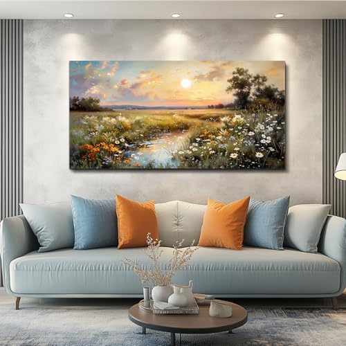 hyidecorart Canvas Wall Art For Living Room Wall Decor For Bedroom Office Decorations Vintage Farmhouse Wildflower Wall Paintings Nature Landscape Picture Artwork Aesthetic Home Decor Ready To Hang - Image 4