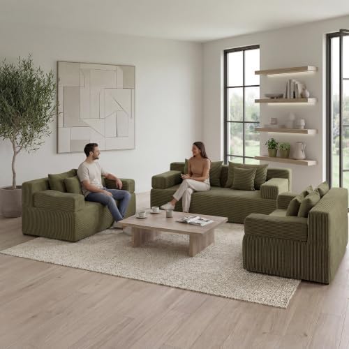 MONVANE 156" U-Shaped Modular Sectional Sofa, Green - Image 3
