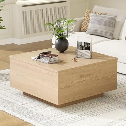 FABATO 31.5'' Lift Top Coffee Table Wood Center Table with Storage, Natural - Image 4