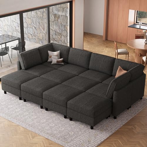 Belffin 110.2" 12 Seats Modular Sectional Sofa Sleeper Sofa Big Washable Sectional Couches for Living Room Comfy Couches with Storage Seat Couch Sofas with Chaise,Dark Grey - Image 7